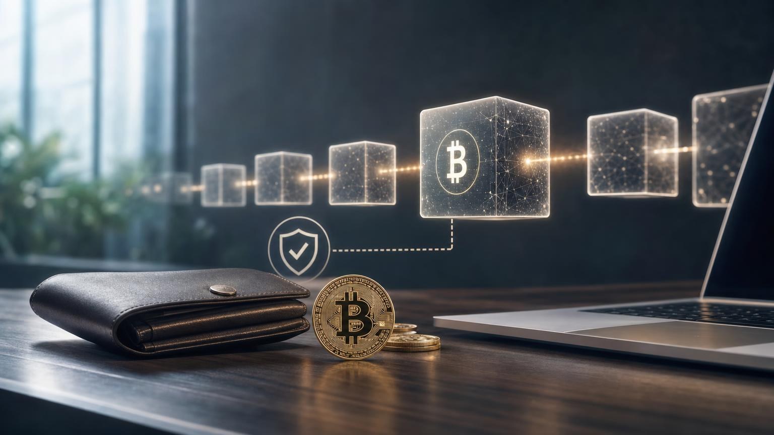 A Bitcoin transaction moving through the network from an exchange deposit address to confirmed status in a blockchain explorer